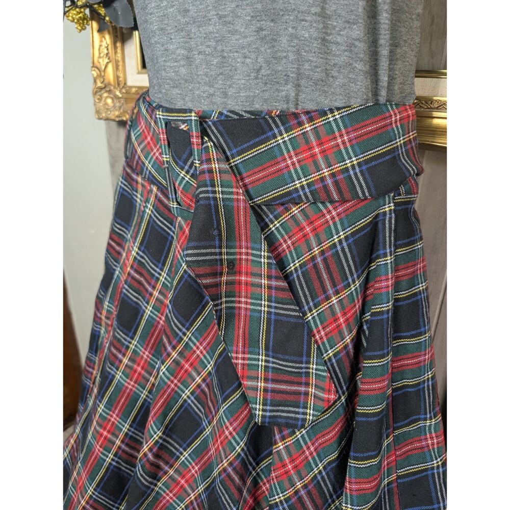 Mod X Plaid Maxi Skirt Grunge Academia Y2K Tartan Belted Size Medium - Picture 2 of 7